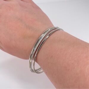 Silver Toned Sparkly Bangles Set of 3